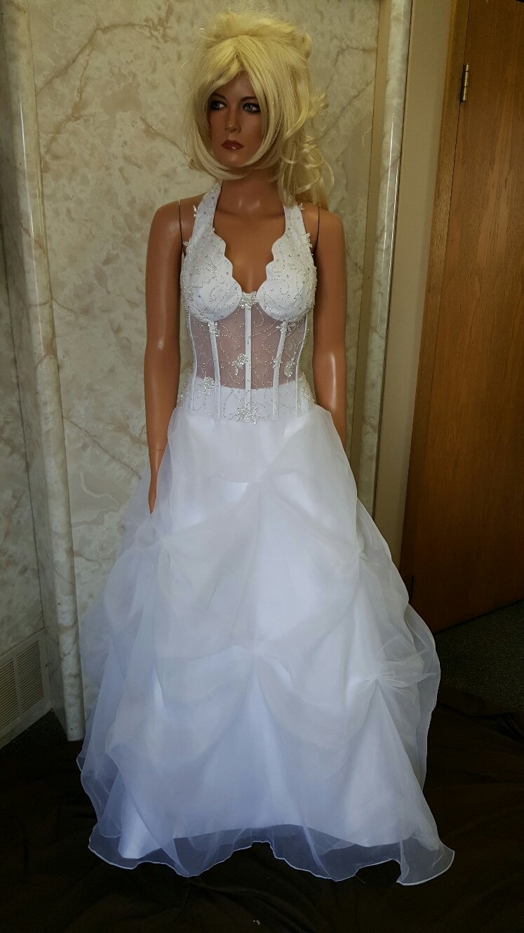 sexy halter wedding gown